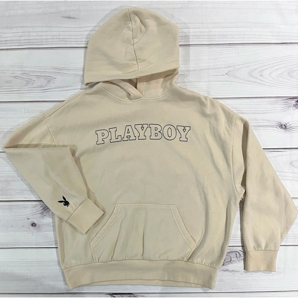 Playboy by PacSun Men's Hoodie Beige (Medium) (60% Cotton 40% Polyester)